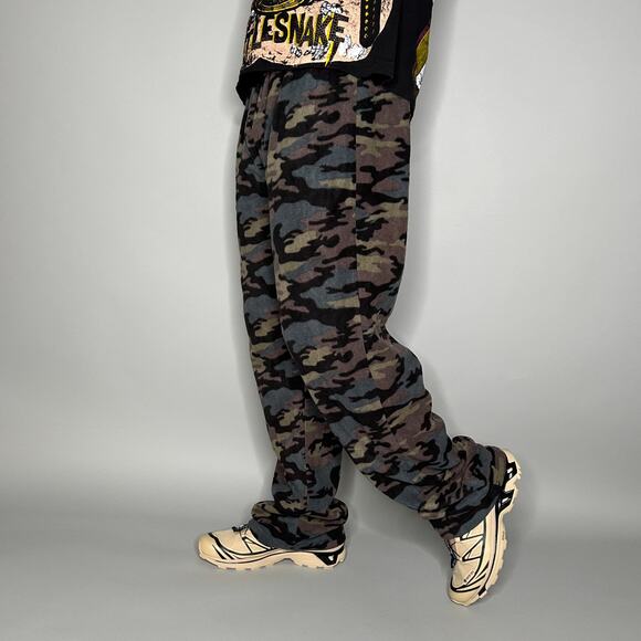 Vintage Hunting Camo Sweatpants Fleece Woodland Baggy Wide Leg 90s